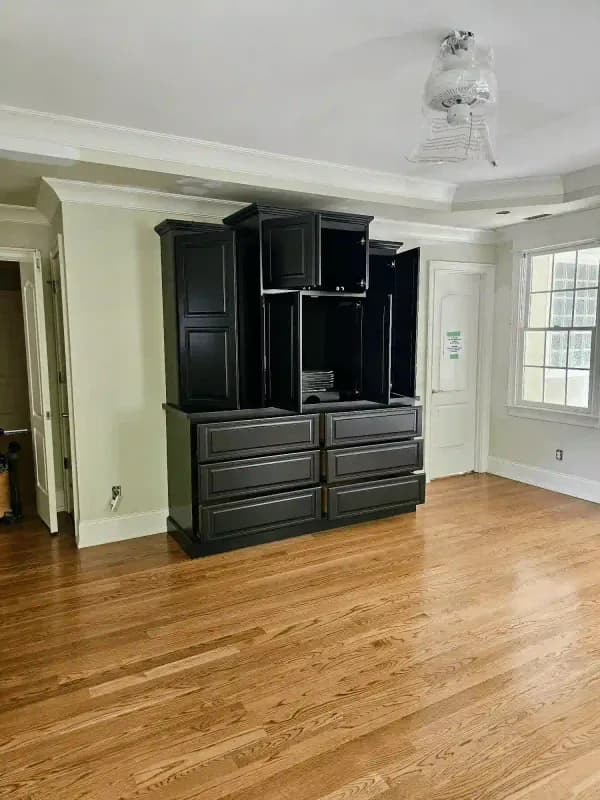 Cabinet refinishing details: doors and trim with clean lines